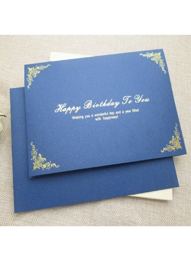 Happy Birthday Card - Minimalist Floral Greeting Card with Envelope,Envelopes with foil stamping， Blank Inside for Your Personal Message（Blue) - Image 5