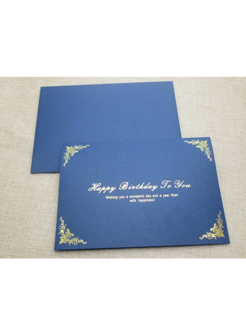 Happy Birthday Card - Minimalist Floral Greeting Card with Envelope,Envelopes with foil stamping， Blank Inside for Your Personal Message（Blue) - Image 3