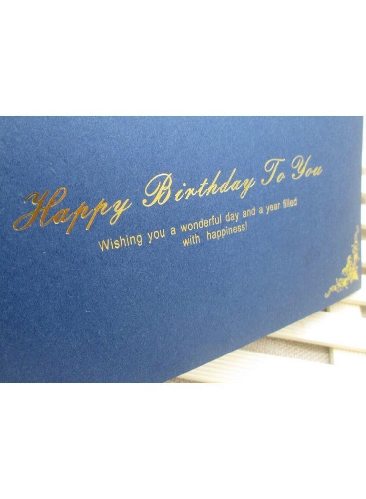 Happy Birthday Card - Minimalist Floral Greeting Card with Envelope,Envelopes with foil stamping， Blank Inside for Your Personal Message（Blue) - Image 2