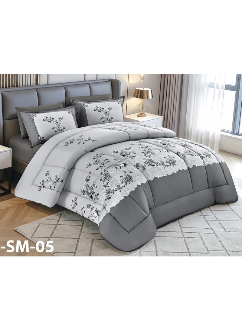 Modern-design floral bedspread set for a double bed (6 pieces), size 250x230 cm.