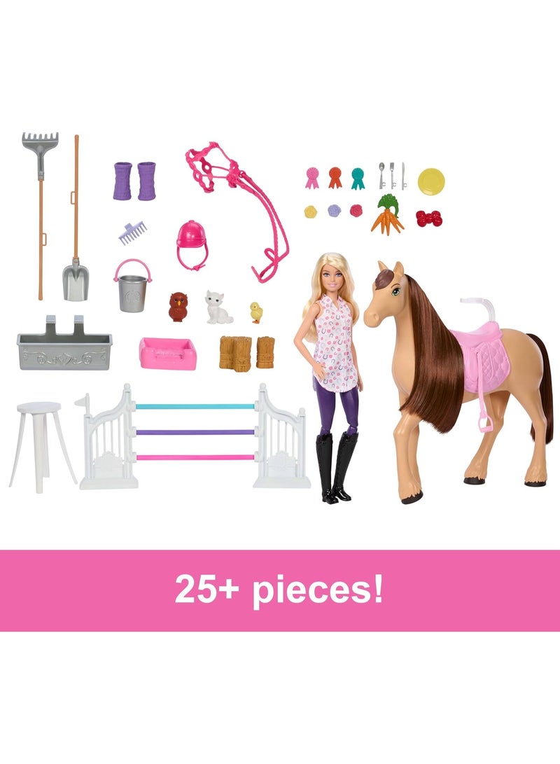 باربي مجموعة ألعاب مستقرة مع دمية وحصان وإكسسوارات، أكثر من  قطعة مع  مناطق لعب، مستوحاة من مغامرات باربي: مطاردة الخيل الكبرى - Image 3