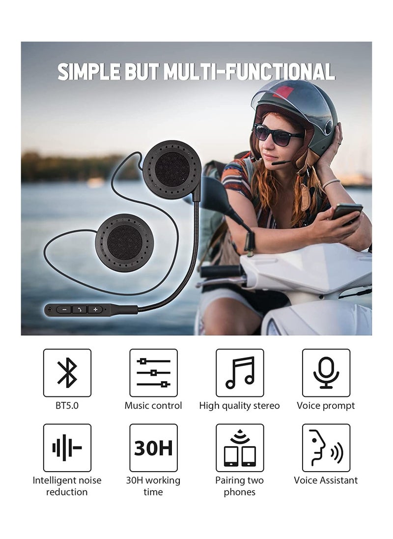 Generic - SYOSI, Motorbike Helmet Bluetooth 5.0 Headset with Stereo Sound Quality Waterproof Motorcycle Helmet Speaker for Riding, Skiing Sport Outdoor - Image 1