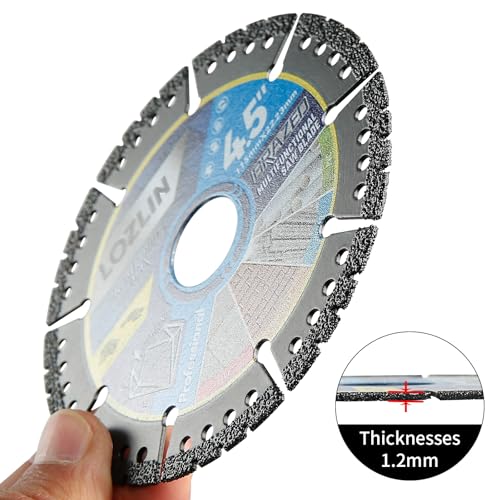 LOZLIN Diamond Blades 5-Pack 4.5" Diamond Multi-Purpose Saw Blades - Heavy Duty Angle Grinder Discs for Cutting Marble/Quartz/Stone/Tile/Metal/Plastic (Black Teeth, 5) - Image 5