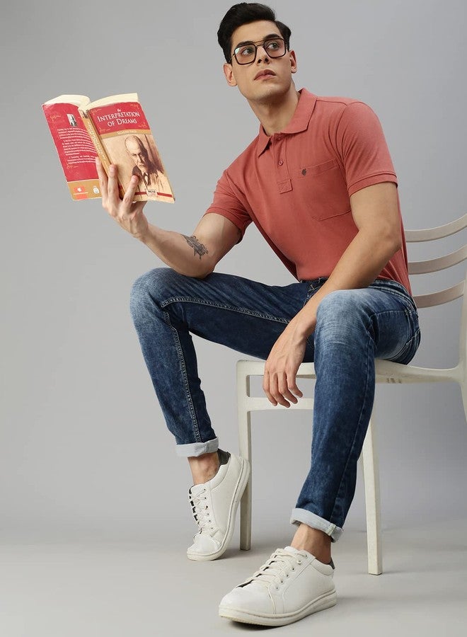 ONN Men's Dusty Pink Half Sleeves Polo Collar T-Shirt with Pocket(Size : 3X-Large) - Image 5