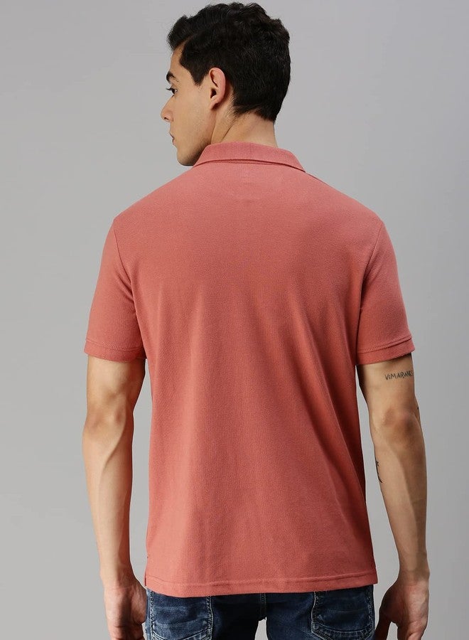 ONN Men's Dusty Pink Half Sleeves Polo Collar T-Shirt with Pocket(Size : 3X-Large) - Image 4