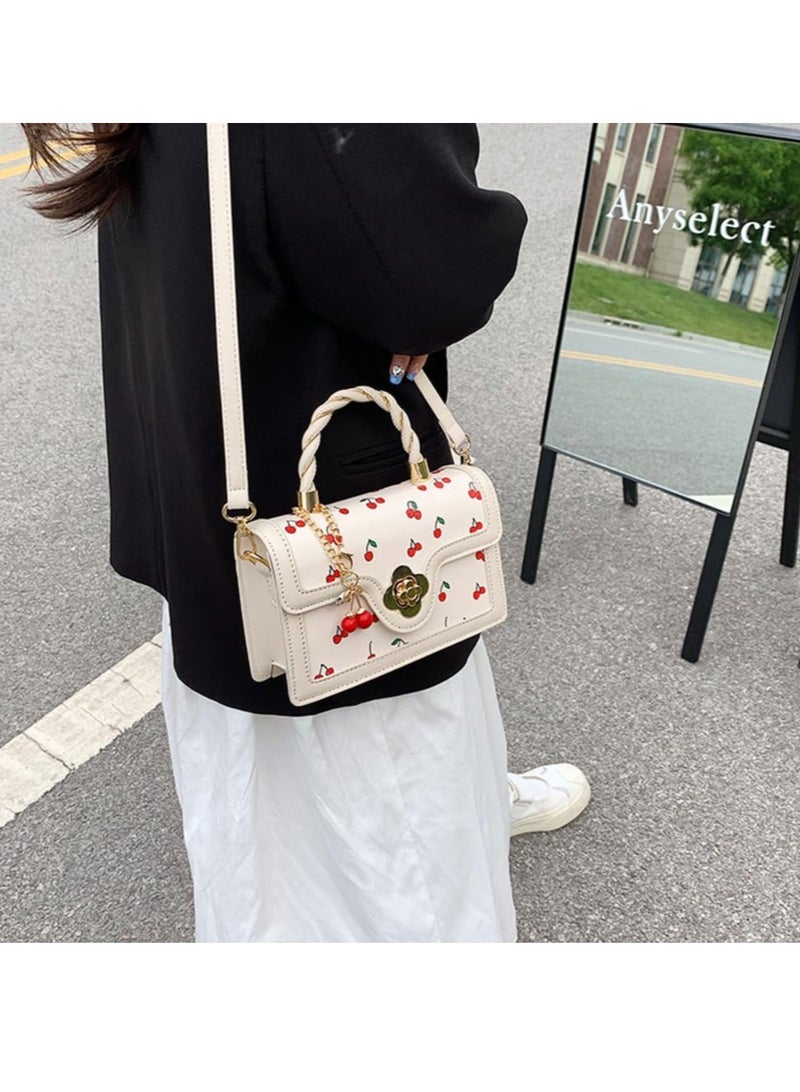 KASTWAVE Fashion Shoulder Bag, Lovely Cherry PU Leather Crossbody Bag, Suitable for Women Tote Bag - Image 4