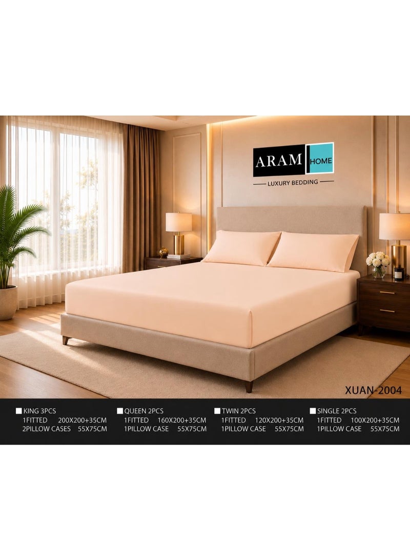 Cotton sheet set, large size 120 x 200 cm, made of 100% cotton, 200 thread count, contains two single-size pieces with a 30 cm deep pocket