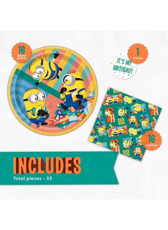 Unique Unique Minions Birthday Party Decorations | Plates and Napkins for 16 | Minion Birthday Party Decorations | Officially Licensed  - Image 2
