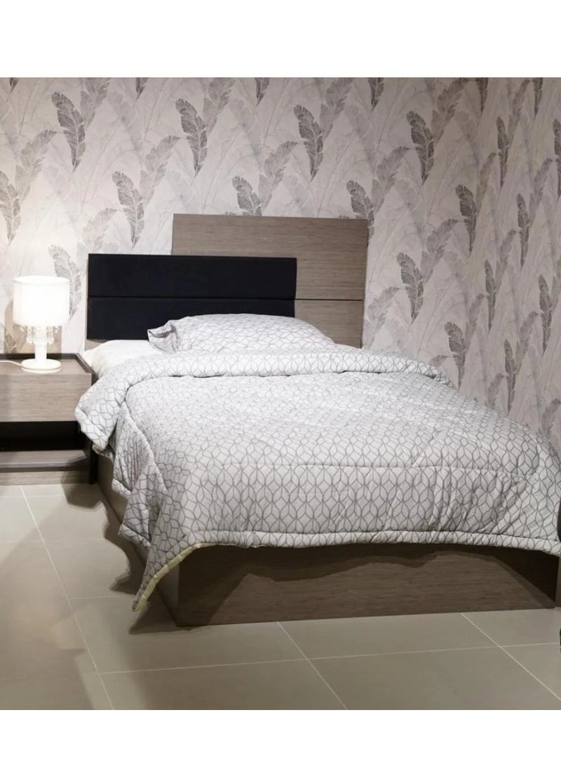 البيوت للاثاث - سرير شبابي فينيس - مقاس 120 سم - خشب مصري بجودة عالية مع رأس سرير مبطن - 120x200 سم - بني وخشبي - Image 1