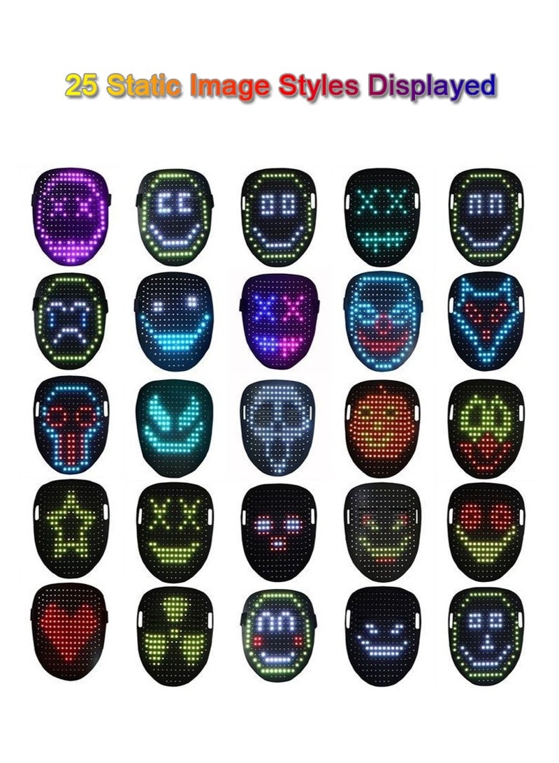 تابيت LED ضوء قناع الوجه مع استشعار الإيماءات ، قناع تحويل الوجه البارد مدمج في 50 صورة ، قناع التوهج القابل لإعادة الشحن لحفلة دي جي هالوين - Image 5