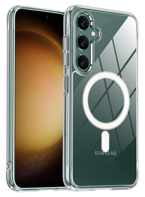 جراب مغناطيسي لهاتف Samsung Galaxy A16، متوافق مع MagSafe، غطاء فاخر مطلي، جراب هاتف شفاف ناعم من مادة TPU ومضاد للصدمات (شفاف)
