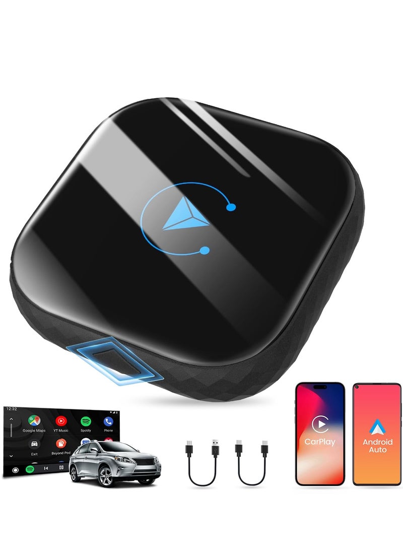 KASTWAVE Wireless CarPlay & Android Auto Adapter 2024 - Two-Channel Connection, Converts Wired to Wireless, Plug & Play. Auto Connects via 5GHz WiFi for Cars from 2015+, Black - Image 1