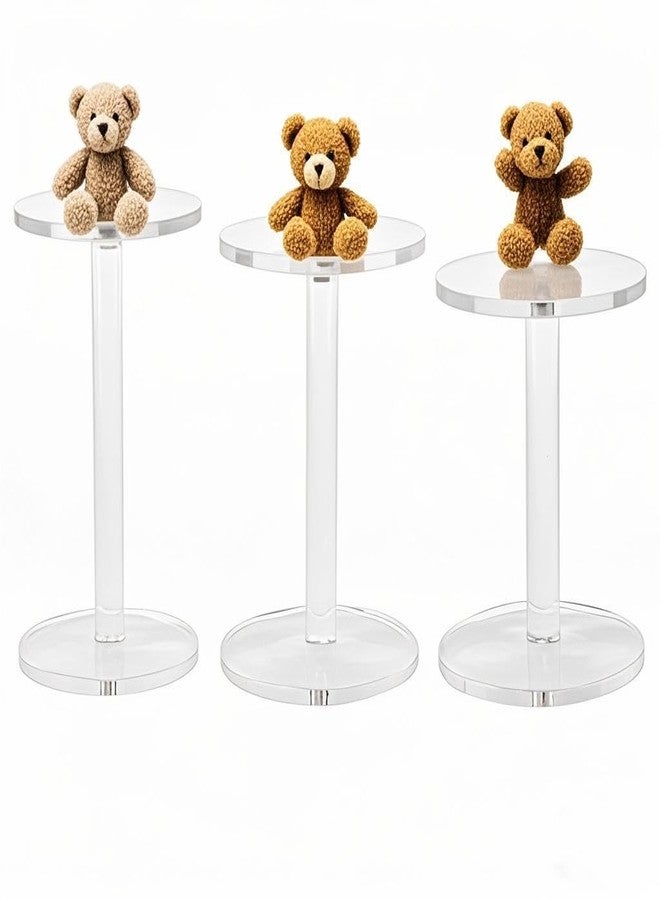 HESIN 3 Pack 4 " Dia Acrylic Display Riser Jewelry Watches Round Pedestal Stand Small Figure Holder for Kitchen, Dining Room, Living Room Furniture - Image 4