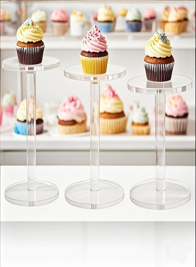 HESIN 3 Pack 4 " Dia Acrylic Display Riser Jewelry Watches Round Pedestal Stand Small Figure Holder for Kitchen, Dining Room, Living Room Furniture - Image 5