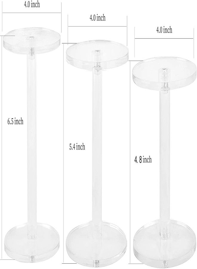 HESIN 3 Pack 4 " Dia Acrylic Display Riser Jewelry Watches Round Pedestal Stand Small Figure Holder for Kitchen, Dining Room, Living Room Furniture - Image 2