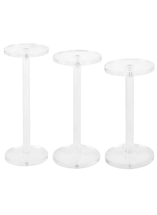 HESIN 3 Pack 4 " Dia Acrylic Display Riser Jewelry Watches Round Pedestal Stand Small Figure Holder for Kitchen, Dining Room, Living Room Furniture - Image 1