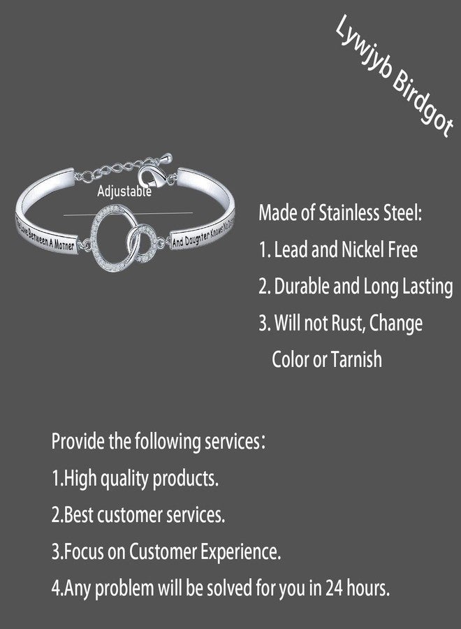 Lywjyb Birdgot Long Distance Mother Daughter Gift The Love Between A Mother And Daughter Knows No Distance Bracelet Mother's Day Gift Mom Inspirational Gift (Mother Daughter No Distance silver br) - Image 2