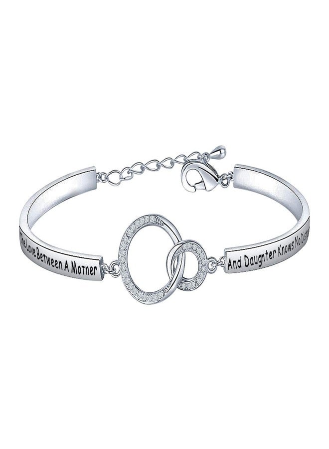 Lywjyb Birdgot Long Distance Mother Daughter Gift The Love Between A Mother And Daughter Knows No Distance Bracelet Mother's Day Gift Mom Inspirational Gift (Mother Daughter No Distance silver br) - Image 1