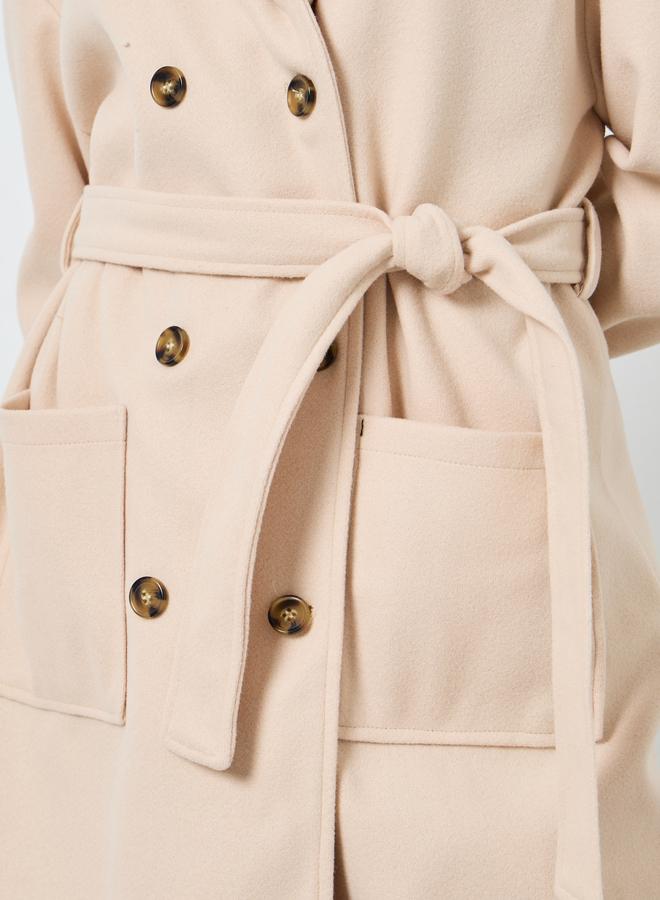 Take Two Women Solid Double-Breasted Hooded Belted Coat - Image 3