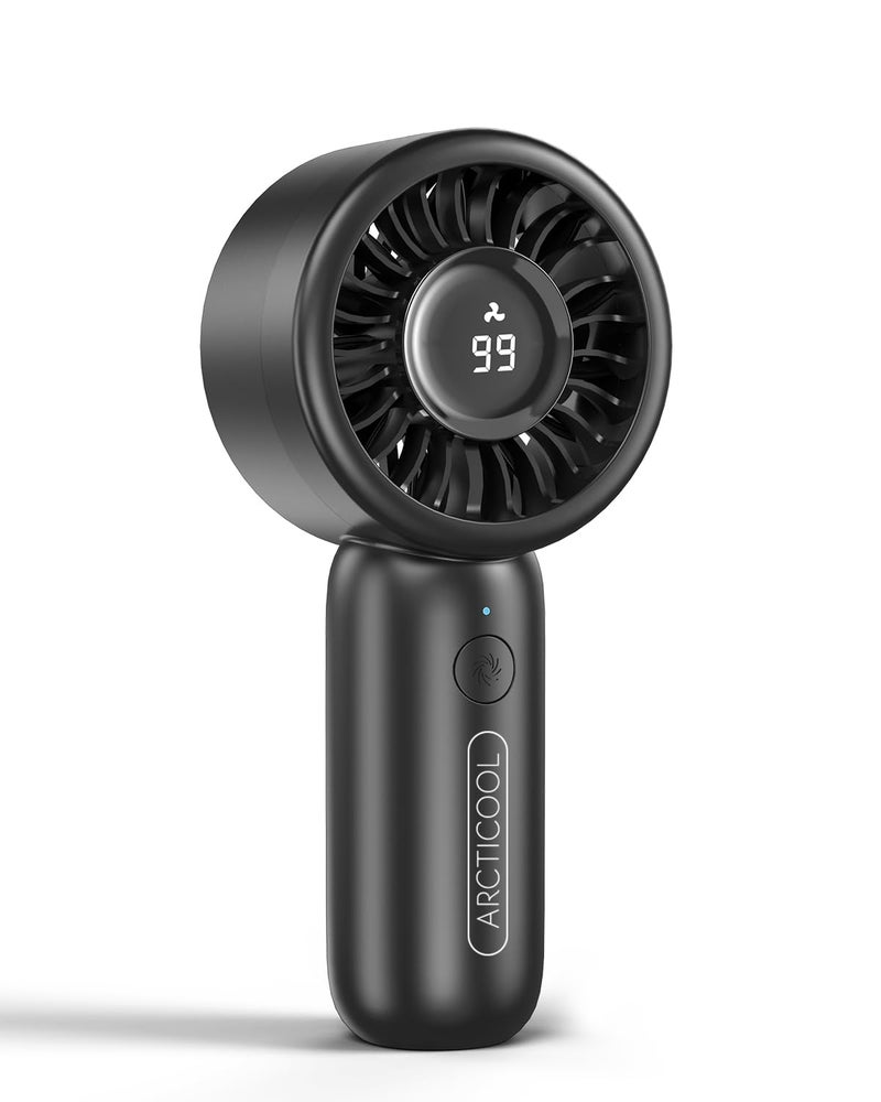 ARCTICOOL Portable Mini Fan with Digital Display - 7500RPM Ultra-Fast Portable Hand Fan, 2000mAh Rechargeable Battery, Pocket-Sized Cooling for Makeup, Travel, and Outdoor Use (Black) - Image 1
