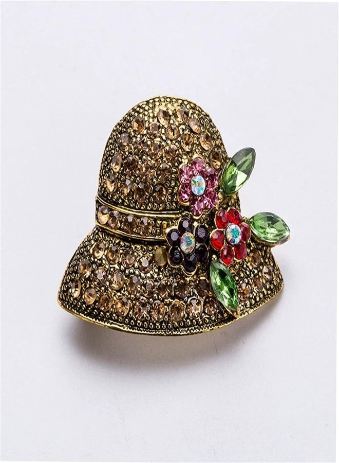 WCRAZYE Rhinestone Hat Brooch Pin for Women Girls Dainty Classic Crystal Flower Hat Lapel Pins Elegant Dress Boutonniere Corsage Suit Tie Accessories Wedding Party Brooches Jewelry for Lady Bff Ceremony Banquet (Gold) - Image 5