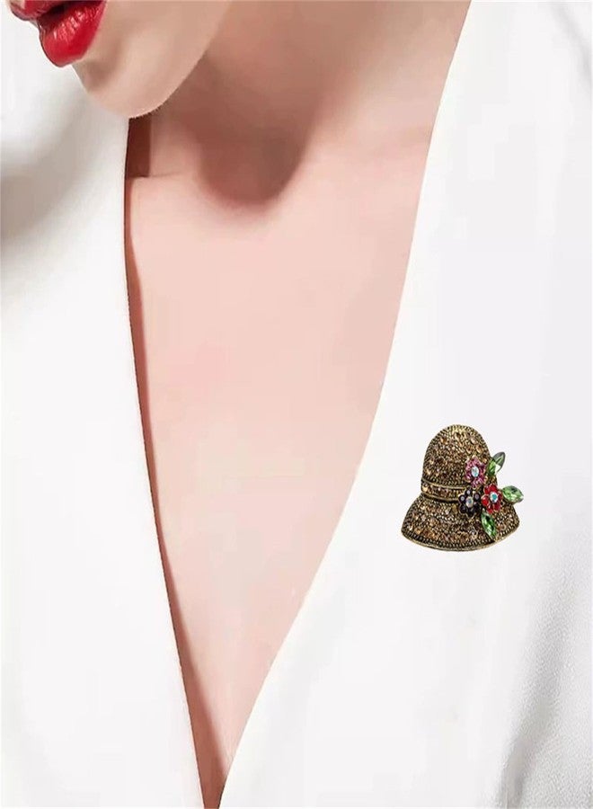 WCRAZYE Rhinestone Hat Brooch Pin for Women Girls Dainty Classic Crystal Flower Hat Lapel Pins Elegant Dress Boutonniere Corsage Suit Tie Accessories Wedding Party Brooches Jewelry for Lady Bff Ceremony Banquet (Gold) - Image 4