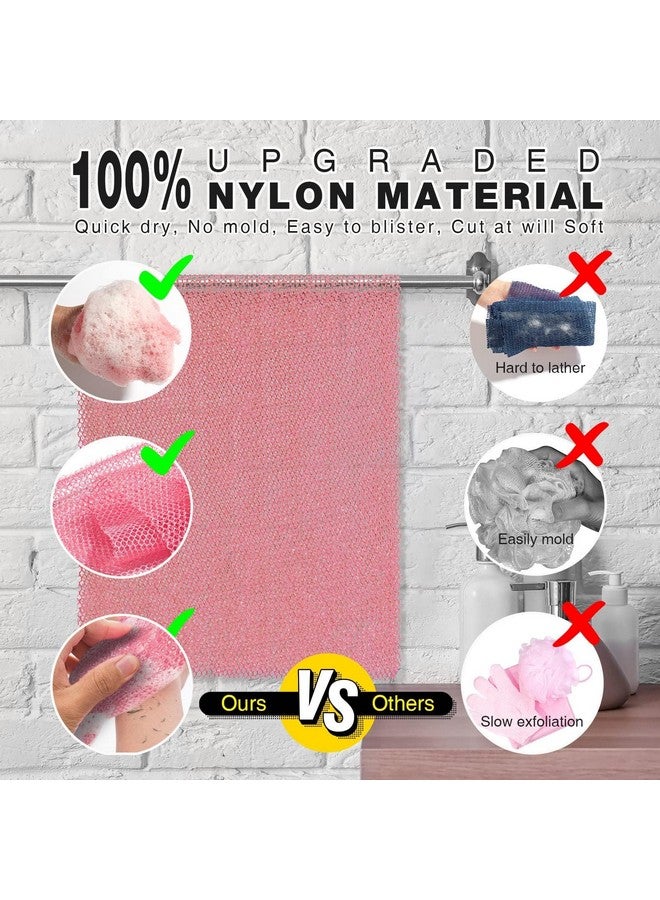 UJFQBH African Net Sponge African Net Long Net Bath Sponge Exfoliating Shower Body Scrubber Back Scrubber Skin Smoother,Great for Daily Use (Pink) - Image 2