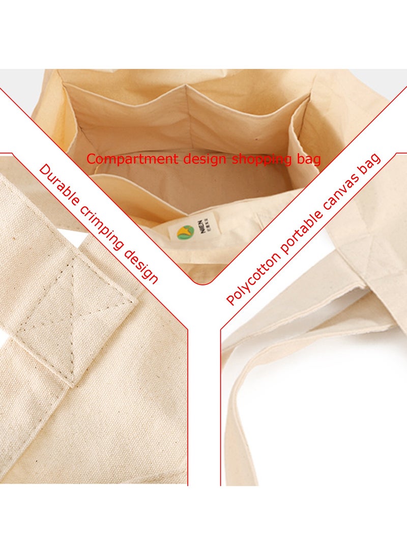 حقيبة قماشية مع حقيبة شبكية صغيرة وكبيرة للتسوق من البقالة، حقائب التسوق القابلة لإعادة الاستخدام في المنزل للعمل في المكتب، حقائب التسوق المريحة والمحمولة للمعلمين والمربين. - Image 3
