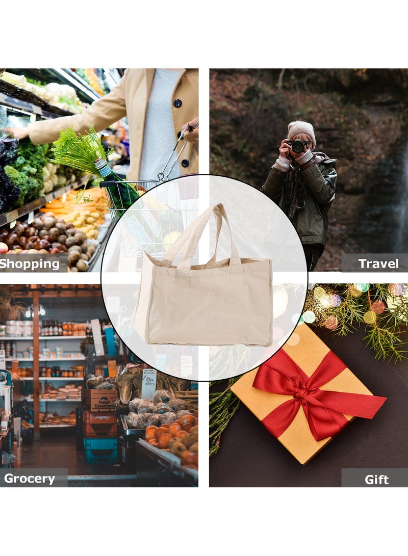 حقيبة قماشية مع حقيبة شبكية صغيرة وكبيرة للتسوق من البقالة، حقائب التسوق القابلة لإعادة الاستخدام في المنزل للعمل في المكتب، حقائب التسوق المريحة والمحمولة للمعلمين والمربين. - Image 5