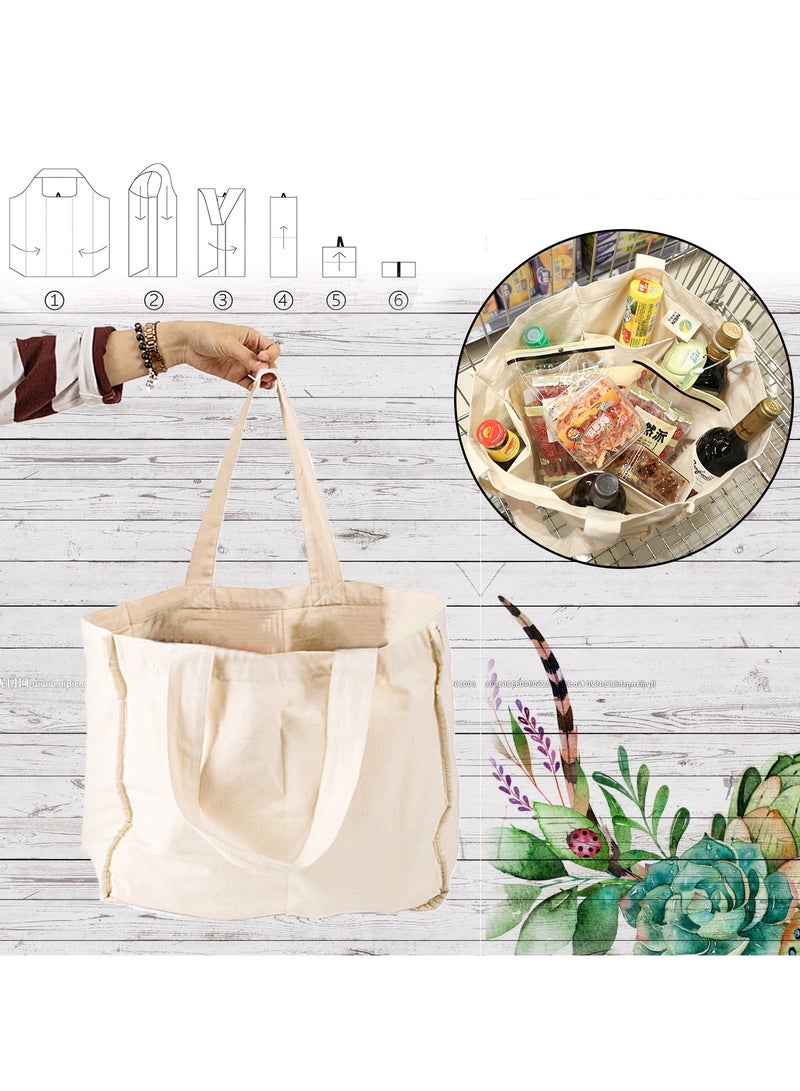 حقيبة قماشية مع حقيبة شبكية صغيرة وكبيرة للتسوق من البقالة، حقائب التسوق القابلة لإعادة الاستخدام في المنزل للعمل في المكتب، حقائب التسوق المريحة والمحمولة للمعلمين والمربين. - Image 2