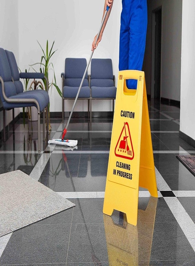 Amigos Store™ Cleaning in Progress Caution Sign Board - Foldable ABS Plastic Safety Stand for Floor Cleaning, Indoor & Outdoor Use in Offices, Malls, Hotels, Hospitals, Commercial & Industrial Areas-set of 3pc - Image 2