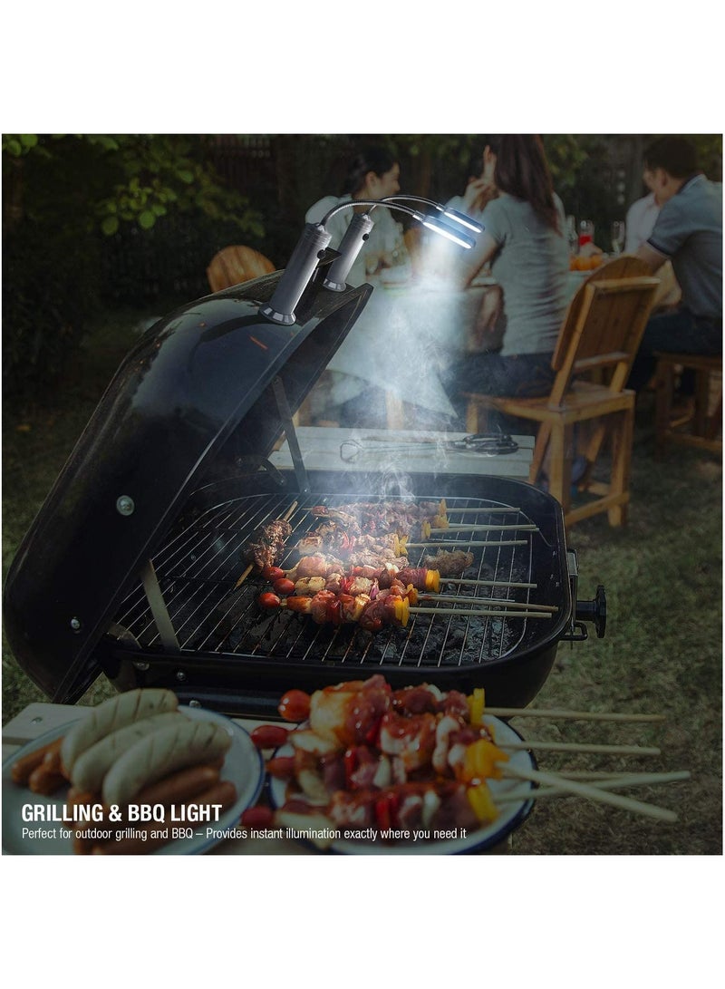 مارس الضوء لشواية الشواء، رقبة مرنة بزاوية 360° مغناطيسية، أضواء LED ساطعة تعمل بالبطارية مع قاعدة مغناطيسية للشواء في الهواء الطلق، مقاومة للماء والحرارة، مصباح طاولة منحني قوي 2 قطعة - Image 4