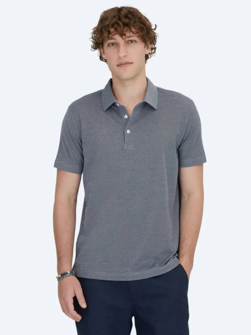 كيب تيشيرت قطني رمادي بياقة بولو