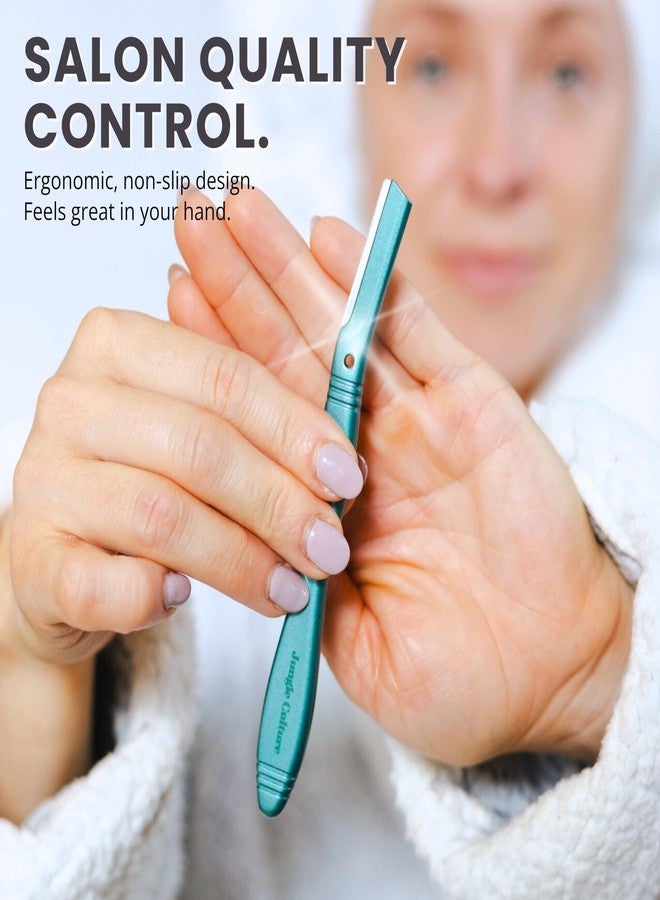 Jungle Culture Dermaplaning Tool - Facial Razor for Women with 5 Refill Blades - Reusable Eyebrow Shaper & Exfoliator - Teal - Image 3