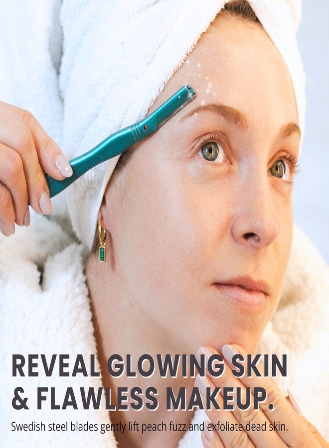 Jungle Culture Dermaplaning Tool - Facial Razor for Women with 5 Refill Blades - Reusable Eyebrow Shaper & Exfoliator - Teal - Image 2