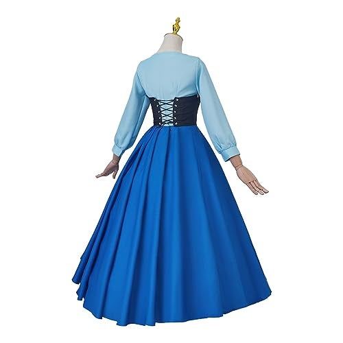 SFWXCOS Women's Princess Mermaid Costume Blue Classic Cosplay Party Dress with Headwear (M, Blue) - Image 5