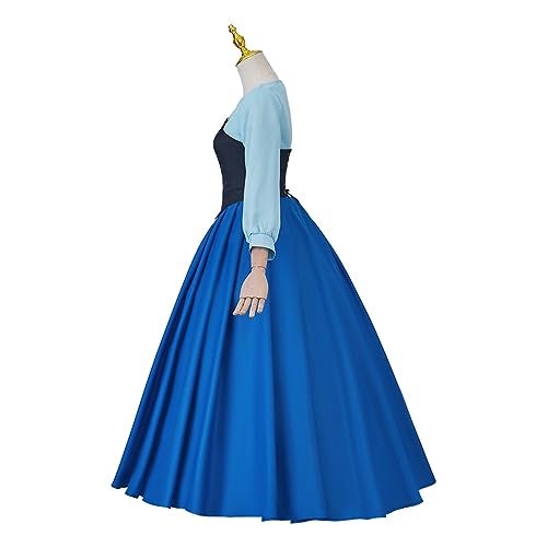 SFWXCOS Women's Princess Mermaid Costume Blue Classic Cosplay Party Dress with Headwear (M, Blue) - Image 4