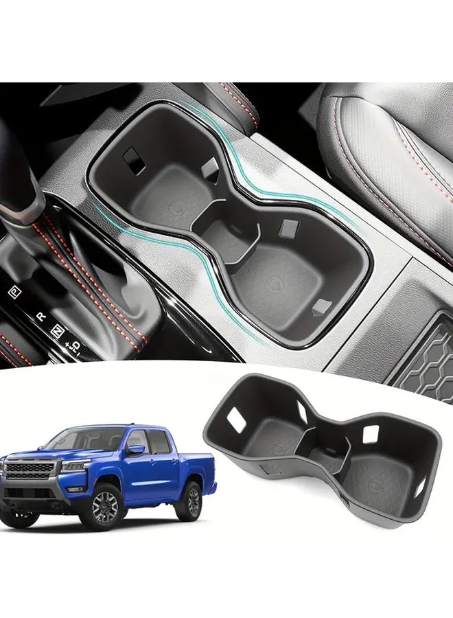 Black Cup Holder Insert Protector Interior Accessory Compatible with 2022 Nissan Frontier - Image 1