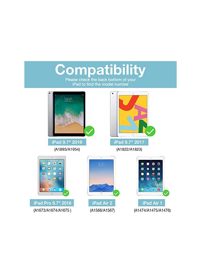 Procases Ipad 9.7 2018/2017 Keyboard Case - 360 Degree Rotation Swivel Cover Case With Wireless Keyboard For Apple Ipad 9.7 Inch, Also Fit Ipad Pro 9.7 Inch 2016, Ipad Air 2, Ipad Air - Image 2