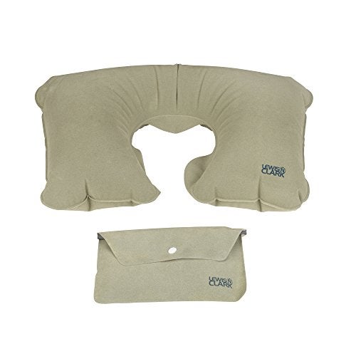 Lewis N. Clark Original Neckrest Inflatable Pillow, Waterproof Neck Pillow for Neck Support at the Beach, Pool + Airport Travel with Fully Adjustable Firmness and Included Carrying Pouch, Grey - Image 1