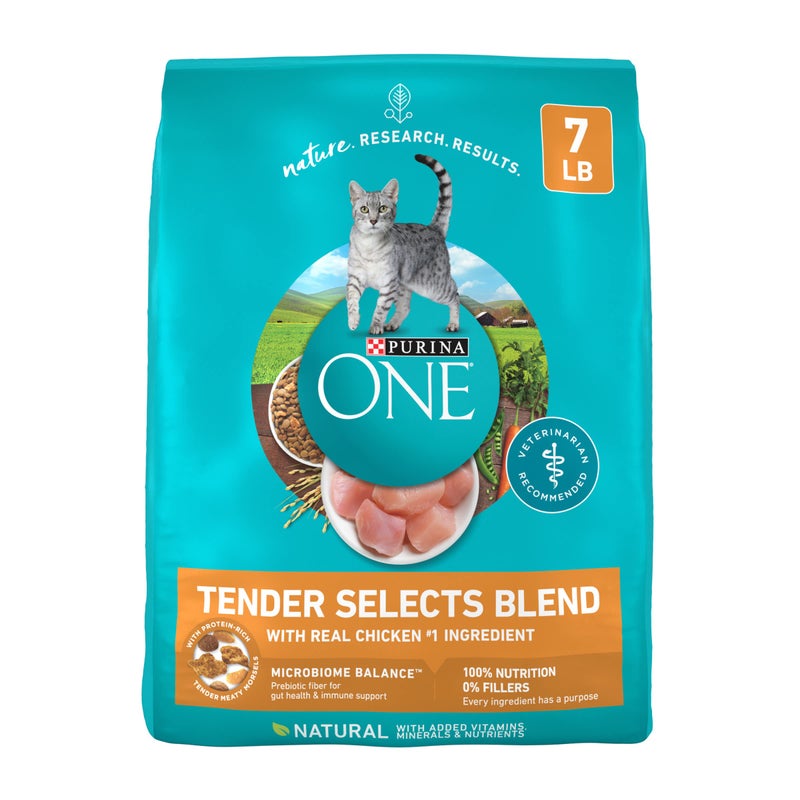 Purina ONE Natural Dry Cat Food, Tender Selects Blend With Real Chicken - 7 lb. Bag - Image 1
