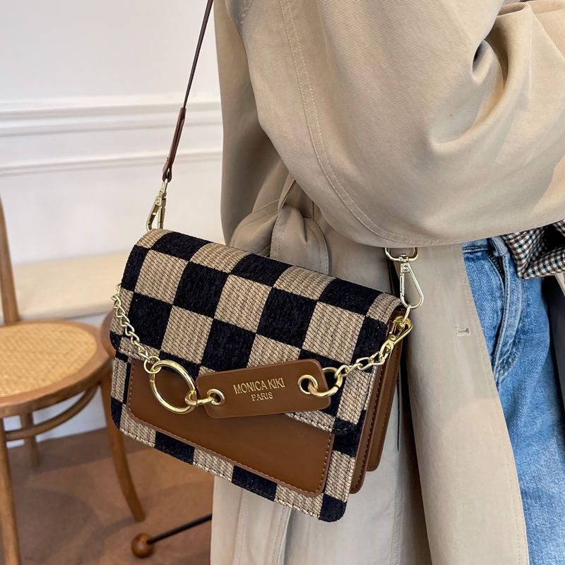 Sense Small Bag Women'S Fashionable Checkerboard Crossbody Bag Niche Instagram Style Small Square Bag - Image 4