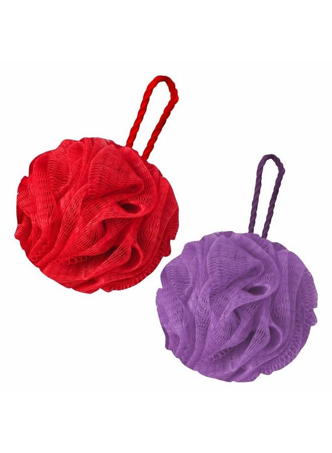 GUBB Luxe Bath Sponge Round Loofah For Women & Men Bathing Scrubber For Body Coral & Lilac - Image 1