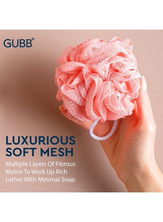 GUBB Luxe Bath Sponge Round Loofah For Women & Men Bathing Scrubber For Body Coral & Lilac - Image 4