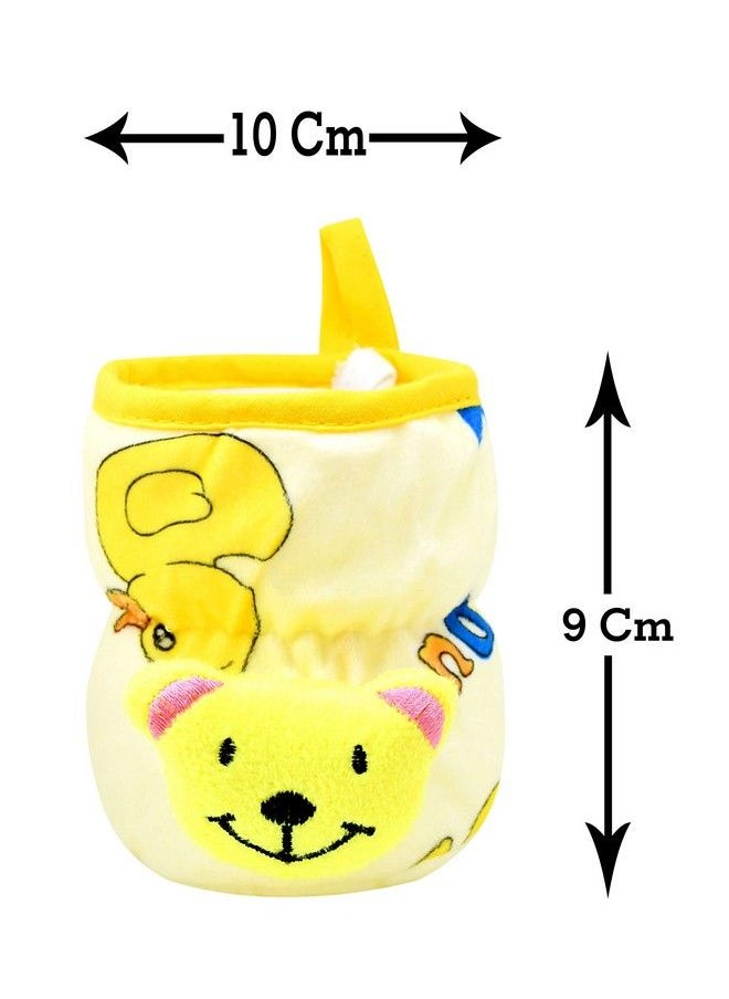 The Little Lookers Soft Plush Stretchable Baby Feeding Bottle Cover With Easy To Hold Strap ; Cute Animated Overall Print Pack Of 2 (Yellow & Blue Wide Neck 125Ml 4Oz)  - Image 4