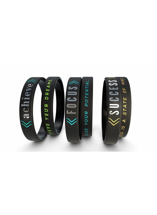 Inkstone 6-Pack - Success, Achieve, Focus - Motivational Silicone Wristbands With Inspirational Messages - Adult Unisex Size For Men Women - Image 2