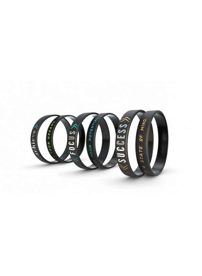 Inkstone 6-Pack - Success, Achieve, Focus - Motivational Silicone Wristbands With Inspirational Messages - Adult Unisex Size For Men Women - Image 3