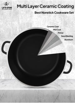 Life Smile Life Smile Ceramic Nonstick Stockpot with Glass Lid, Cookware Cooking Pot, Soup Pot for Soups and Stews Black  - Image 3