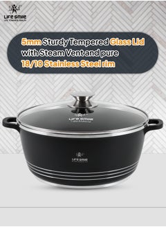 Life Smile Life Smile Ceramic Nonstick Stockpot with Glass Lid, Cookware Cooking Pot, Soup Pot for Soups and Stews Black  - Image 4