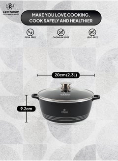 Life Smile Life Smile Ceramic Nonstick Stockpot with Glass Lid, Cookware Cooking Pot, Soup Pot for Soups and Stews Black  - Image 5